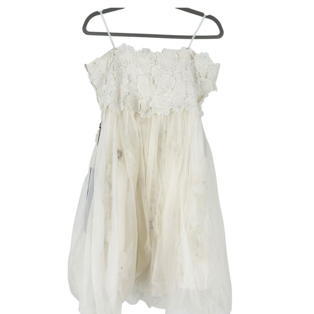 NWT BHLDN Anthropologie Bryn Floral Lace Tulle Skirt Strapless Bridal Mini Dress - Picture 3 of 14